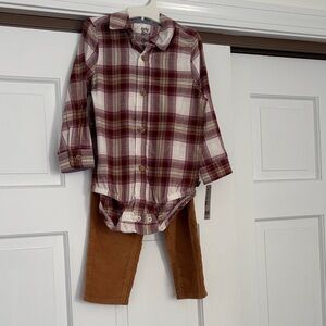 OshKosh B'gosh Red and White Plaid Button-Down Shirt